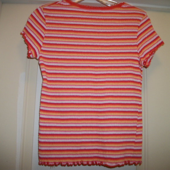 FRENCH STYLED CANDYCORE FADED GLORY TEXTURE SHEERED BRIGHT TEE BLOUSE 4/6 - Picture 5 of 6